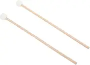 Wooden Marimba Mallets Set Maple Handle Silicone Ball Head Percussion Kit White