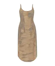 Diesel De-Vera-Fsg Distressed Floating-Thread Denim Dress S,XS,M Nude