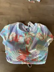 Salt Life Tropical Shirt Crop Swimsuit Top Built In Bra NWT Size XL