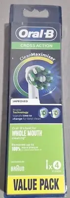 Oral-B Cross Action Clean Maximiser Replacement Heads Pack Of 4 New FAST SHIP