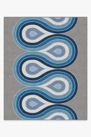 245' x 305' | Machine Washable Runner Rug | Kid & Pet Friendly | Indoor Rug | Jonathan Adler Milano Blue Steel Rug | Ruggable