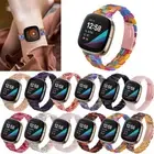 For Fitbit Versa 4 /Sense 2 Women Luxury Resin Stainless Steel Watch Band Strap