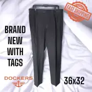 Dockers Pleated Black Polyester Dress Pants Classic Fit 36x32 FAST SHIPPING!