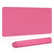 31"x15" Large Desk Mat, PU Leather Dual Side Large Desk Pad, Rose Red
