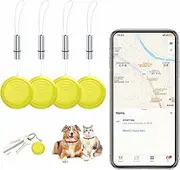 Bluetooth Tracker,Tags 4 Pack Tracker Item Finder Compatible with Apple Find My (iOS Only), GPS Track Your Keys,Wallet,Luggage,Backpack,Kids,Pet and Collars, with Replaceable Battery (Yellow)