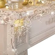 VERY100 Christmas Garland with Lights 8.3 FT Festival Lighted Berry Beaded Garland Christmas Decorations for Indoor Home Mantel Fireplace Holiday Party Decor(White)