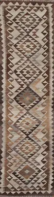 Reversible Wool Kilim 10 ft. Runner Rug 3x10 Flatweave Carpet