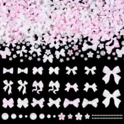 450 Pcs 3D Bows Nail Charms, 10 Styles Flatback Tie Bow Nails Art Charms