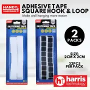 Handy Hardware 2PK Adhesive Tape Square Hook & Loop 2cm x 2cm 32pcs