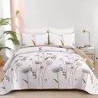 Floral Quilt Set Queen,Beige/Khaki Bedspread Queen Size 3 Pieces Lightweight Spr