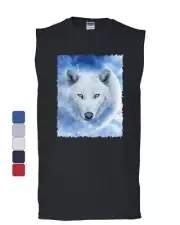 White Wolf Muscle Shirt Wildlife Animal Moon Howl Nature Wolfpack Sleeveless