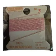 Light Pink VTG 100% Silk Bead Thread Cords W/Needle Size 5, 2m. New In Package