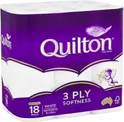 [Quilton] Deluxe 3 Ply Softness Tissue Roll Toilet Paper, White (Pack of 18)