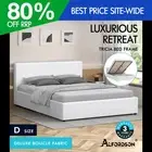 ALFORDSON Bed Frame Double Size Gas Lift Storage Base White Boucle TRICIA