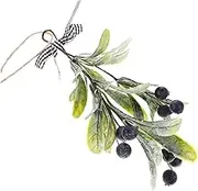 GANAZONO Artificial Mistletoe Branch with Berries Reusable Holiday Decor for Christmas Easy Hanging Swag Elegant Blueberry Color for Home Wall and Door Decoration