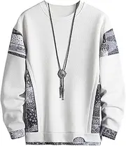 [KENAIJING] Men's Basic Crew Neck Long Sleeve Waffle Weave Casual Top Sweatshirt