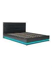 [Artiss] Lumi LED Gas Lift King Bed Frame in Black