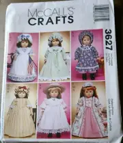Doll CLOTHING Patterns 18" Baby Dolls COLONIAL Victorian DRESS Nightgown BONNET