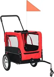 Bike Dog Trailer, Folding Pet Trailer, 2-in-1 Jogging Stroller and Bike Trailer, for Small and Medium Pets, Quick Release Hitch