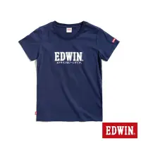 在飛比找Yahoo奇摩購物中心優惠-EDWIN 小火車復古LOGO短袖T恤-女-丈青色