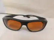 Amber Blocker Black Designer Hinged Sunglasses Thick Frame/Temples 400 UV