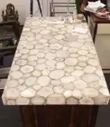 Natural White Agate Dining Table Top, Agate Counter Top Slab Black Friday Sale