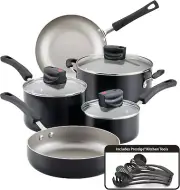 Smart Control Nonstick Cookware Pots and Pans Set, 14 Piece, Black