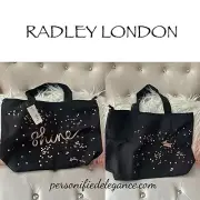 NEW Radley London “Shine” Black Zip Top Large Tote Bag $35