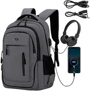 Laptop Backpack for Men, 17.3 Inch Travel Backpacks Students BookBag with Laptop Compartment, Water Resistant Business Work Casual Computer Daypack with USB Charging/Headphone Port