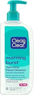 [Clean & Clear] Morning Burst Oil-Free Hydrating Facial Cleanser with BHA, Cucumber & Aloe Extracts, Face Wash Gently Removes Oil & Pore Clogging Impurities, 8 fl. oz