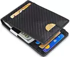 Wallet Men with Money Clip Credit Cards Holder Slim Thin Carbon Fiber Black Ligh