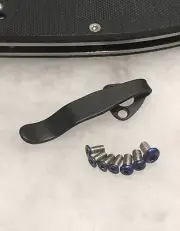 Black Titanium Deep Pocket Clip + Blue Screws For Spyderco Ambitious Persistence