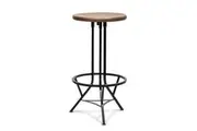 Industrial Wooden Iron Swivel Bar Stool - Black Rustic