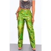 Shape Green Metallic Straight Leg Pants, Green