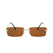 Small Rectangle Sunglasses Women Shades For Women 90s Vintage Rimless Square Sunglasses Unisex UV400