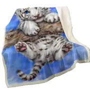 Cute Animal Art White Tiger Cub Adventure Throw Blanket