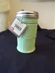 Vintage Style Tablecraft Jadeite MCM Glass Sugar Shaker Dispenser Beaded Design