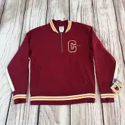 Champion Premium Reverse Weave Chenille C Applique 1/4zip Sweatshirt Mens M (R)