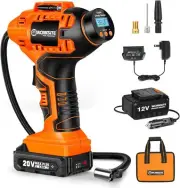 WORKSITE Cordless Tire Inflator Air Compressor, Battery Powered Car 1-orange