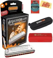 544 Golden Melody Harmonica Bundle with Carrying Case, Pouch, Harmonica Begin...
