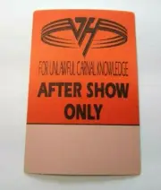 Van Halen Original Backstage Pass Original 1991 After Show Hard Rock Tour Orange