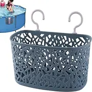 DISPRA Pool Basket, Hollow Pool Storage Basket with Hooks, Pool Side Storage Basket, Pool Accessories, Pool Side Storage Basket, Swimming Pool Cleaning Basket for Most Frame Pools