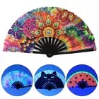 Fan Hand Stain Fan Folding Hand Fan Silk Folding Fan Cool Reflective Fan