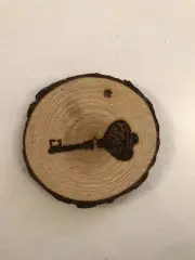 2.5” Hand Burned Pyrography Ornament “Key”
