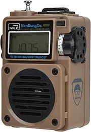 HRD-700 AM FM Radio Music Player Portable FM/SW/MW/WB Full-Band Digital Radio Rechargeable BT Speaker Punk Art Birthday Retractable Metal Antenna with TF Card Slot Desert Yellow