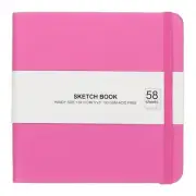 5 x 5" Hardcover Leather Pocket Sketchbook, 58 Sheets 150GSM/102lb, Rose Red