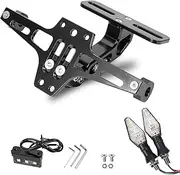 MDPROMCP Universal Adjustable Motorcycle License Plate Holder Motorcycle Fender Eliminator Kit With 2 Turn Signal Lights