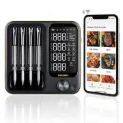 Wireless Meat Thermometer with 4 Probes, Digital Bluetooth for Grill Oven