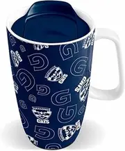 AFL Ceramic Travel Coffee Mug - Geelong Cats - Drink Cup With Lid