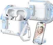 [MHYALUDO] for AirPods Pro 2nd/1st Generation Case Cover, Compatible with Magsafe, Magnetic Automatic Lock, Charging Port Dust-Proof & Stand Design with Cleaning Kit, Sky Blue/Snow White